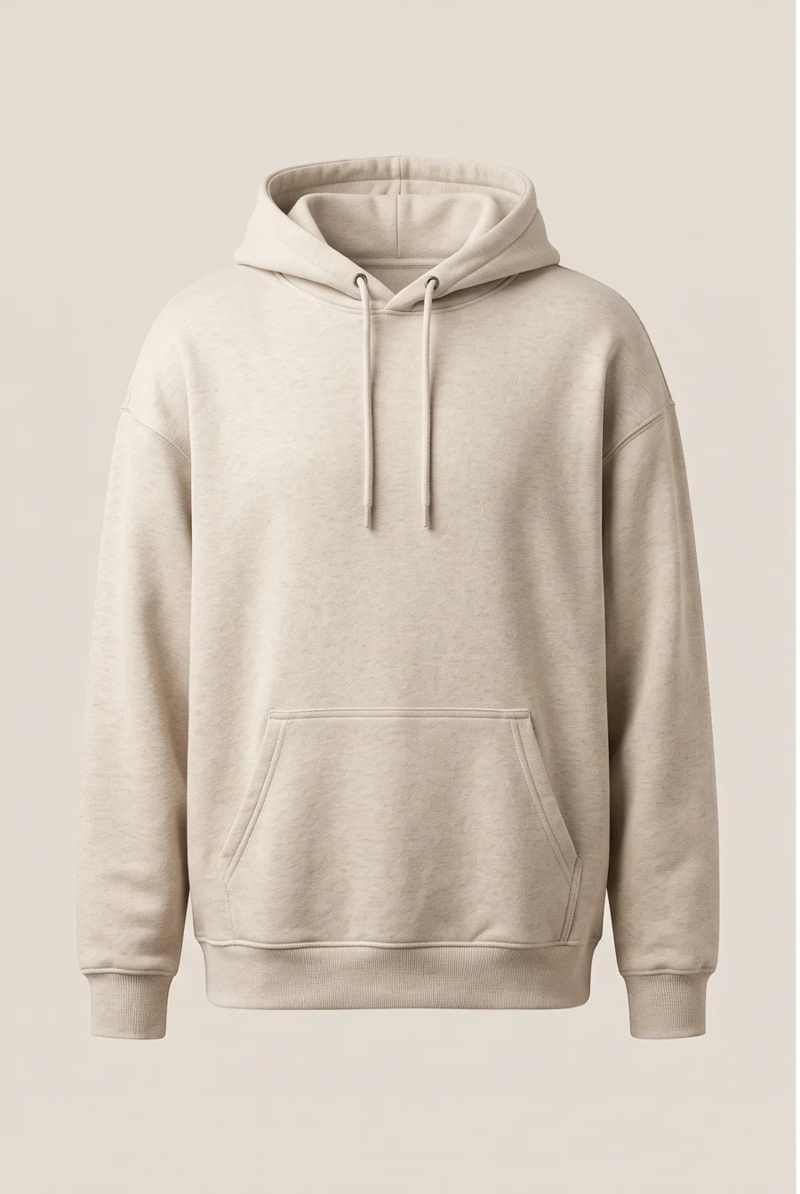 The Weekend Hoodie in Oat, front view